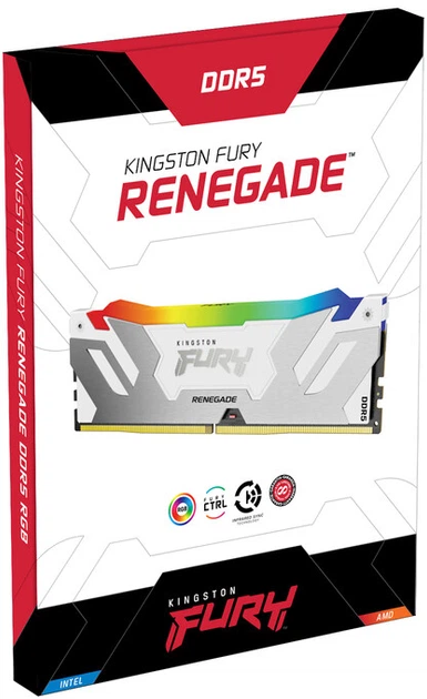 Pamięć Kingston FURY DDR5-6400 32768MB PC5-51200 (Kit of 2x16384) Renegade RGB 1Rx8 White (KF564C32RWAK2-32) - obraz 5