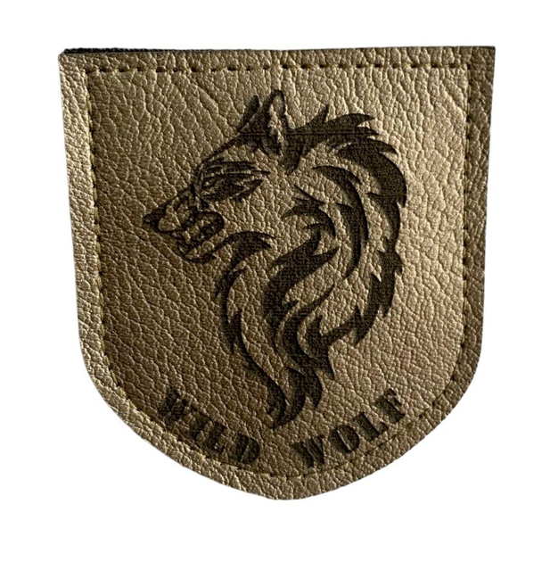 Шеврони Щиток "WILD WOLF сірий металлік" з вишивкою шкіряний - зображення 1