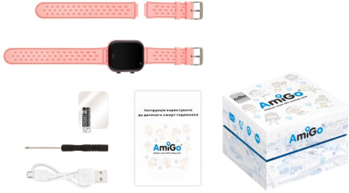 Дитячий смарт-годинник AmiGo GO009 Pink (996384) - зображення 5