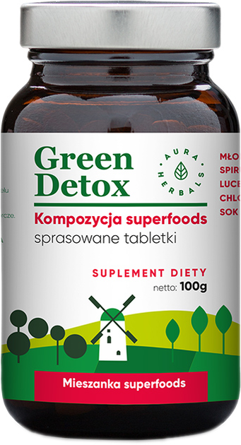 Aura Herbals Green Detox kompozycja superfoods tabletki 72 szt. (5902479610474) - obraz 1