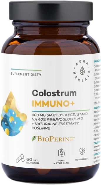 Aura Herbals Colostrum Immuno + BioPerine kapsułki 60 szt. (5902479613666) - obraz 1