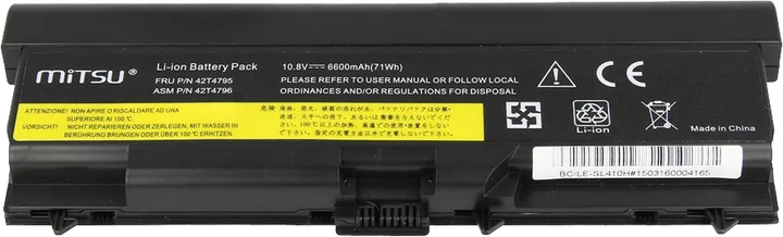 Bateria Mitsu do laptopów Lenovo E40, E50, SL410, SL510 10,8-11,1 V 6600 mAh (BC/LE-SL410H) - obraz 4