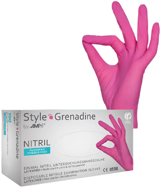 Перчатки нитриловые Ampri Style Grenadine неопудренные Размер XS 100 шт Пурпурные (404494941012452) - изображение 1
