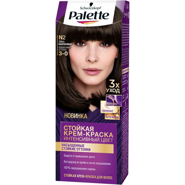 Краска для волос Palette 3-0 Темно-каштановый 110 мл (3838905551566) от ...
