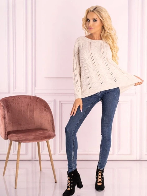 Джемпер жіночий Merribel Mozlini One Size Кремовий (5907621608279) - зображення 7