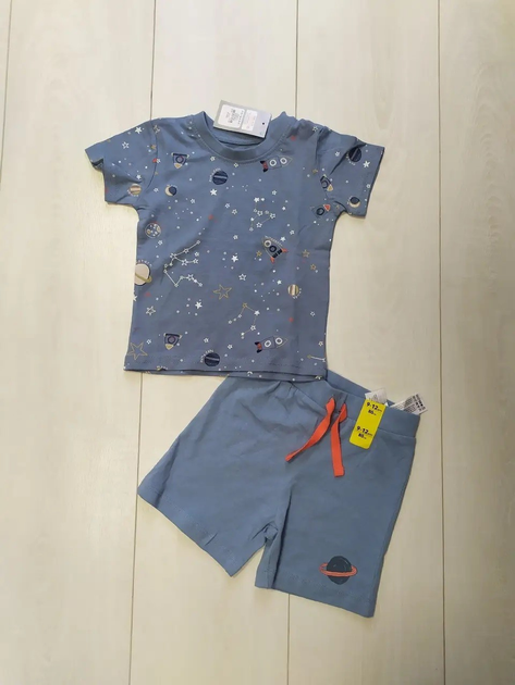 Костюм для мальчика футболка и шорты синий Космос Primark 80см ...
