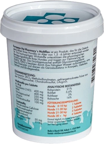 Suplement diety na stawy dla psów EUROPEAN PET PHARMACY Multiflex 200 tabl. (7350039351301) - obraz 3