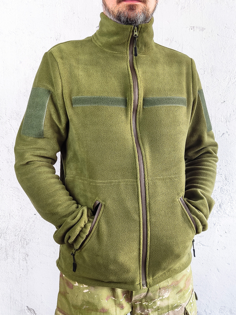 Воєнна флісова кофта на блискавці Garment Factory, оливкова Фліска ЗСУ флісова куртка, тактична кофта з кишенями РОЗМІР 52 XL - зображення 1