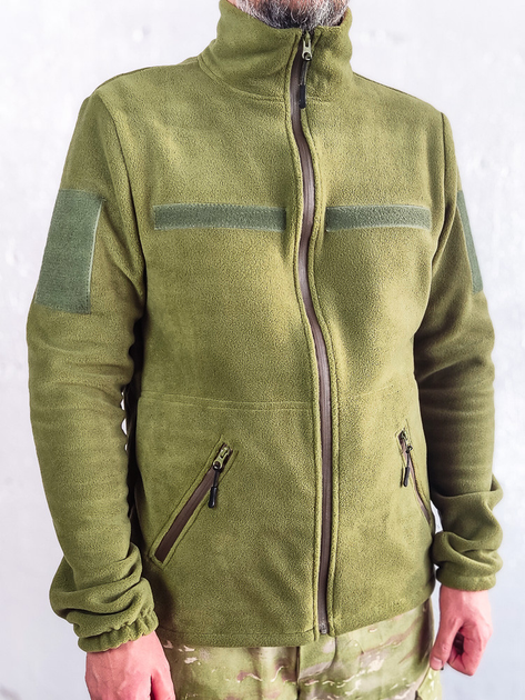 Воєнна флісова кофта на блискавці Garment Factory, оливкова Фліска ЗСУ флісова куртка, тактична кофта з кишенями РОЗМІР 50 L - зображення 2