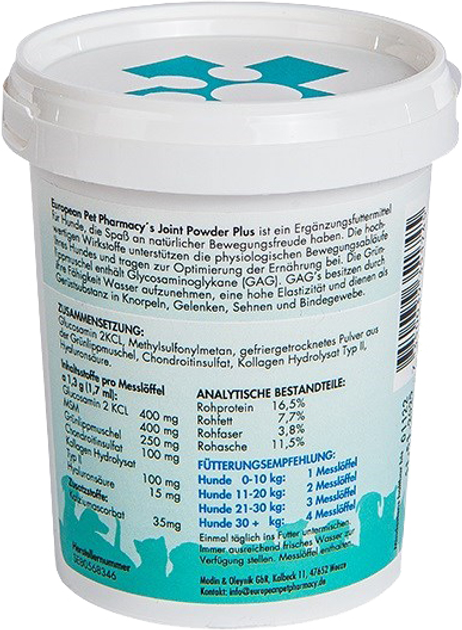 Suplement diety z kolagenem na stawy dla psów EUROPEAN PET PHARMACY Joint 310 g (7350039351745) - obraz 2
