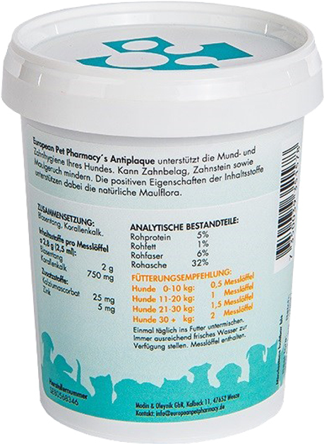 Suplement diety przeciw pruchnicy i kamieniowi dla psów EUROPEAN PET PHARMACY Antiplaque 335 g (7350039351578) - obraz 2