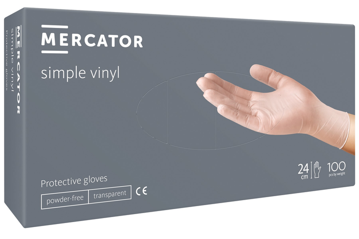 Рукавички вінілові Mercator Simple Vinyl нестерильні неприпудрені прозорі L 100 шт - изображение 1