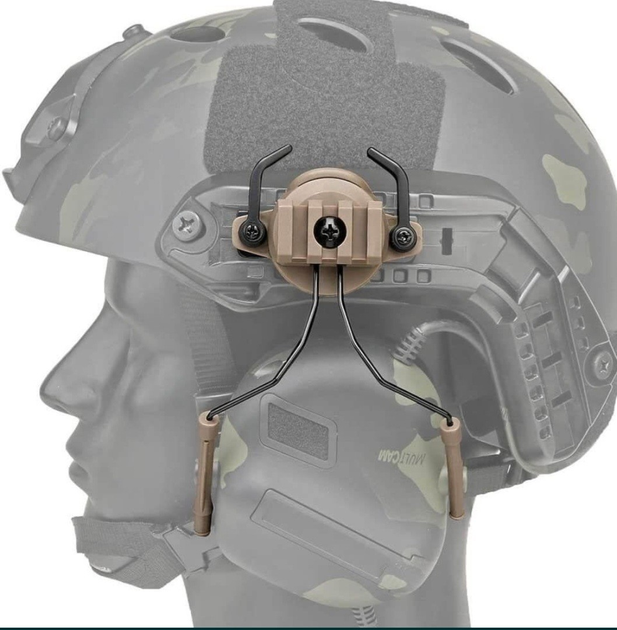 Крепление для активных наушников на шлем FAST, адаптер наушников Койот 112987 - изображение 2