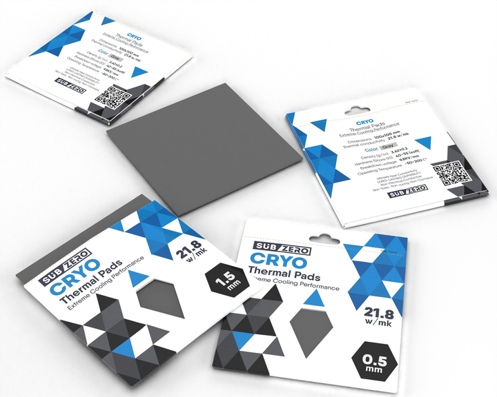 Термопрокладка SubZero CRYO 100x100x1.0 мм SubZero Thermal Pad 21.8 W/mK сіра - изображение 3