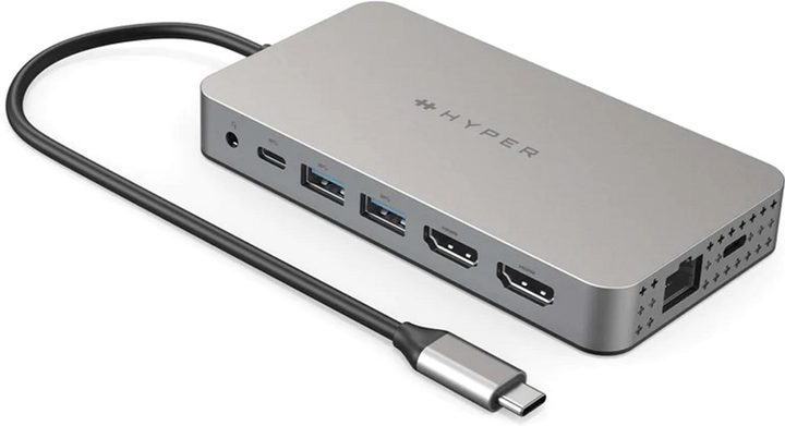 USB-C хаб Hyper Drive Dual 4K HDMI 10-in-1 USB-C Hub For M1/M2 MacBooks Silver (NMP-1690) - зображення 1