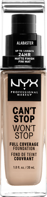Podkład w płynie NYX Professional Makeup Can\'t Stop Won\'t Stop 24-Hour Foundation 02 Alabaster 30 ml (800897181086) - obraz 1