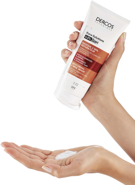 Regenerująca 2-minutowa maseczka Vichy Dercos Kera-Solutions z kompleksem Pro-Keratin do odbudowy powierzchni zniszczonych osłabionych włosów 200 ml (3337875673914) - obraz 4