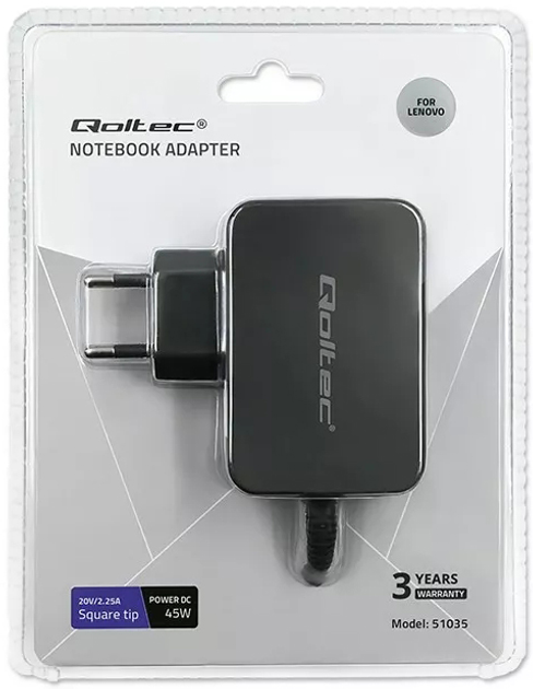 Zasilacz Qoltec do Lenovo 20 V 45 W slim tip+pin (51035) (5901878510354) - obraz 6