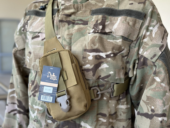 Сумка тактическая барсетка на плечо SILVER KNIGHT сумка под телефон и документы с карманом под карты Койот (9119-coyote) - изображение 2