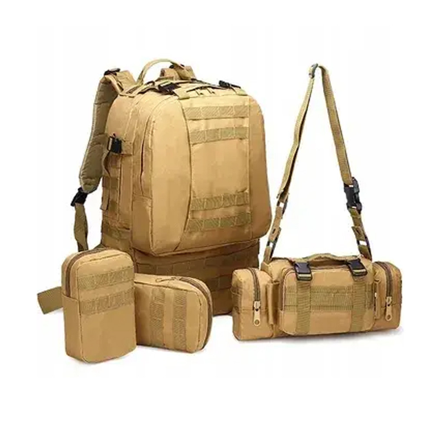 Тактический рюкзак для выживания 4 в 1 объемом 50 л COYOT - изображение 1