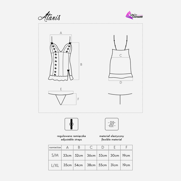 Еротичний комплект (пеньюар + трусики-стринги) LivCo Corsetti Fashion Atanis LC 2011 S/M Чорний (5907621624422) - зображення 8