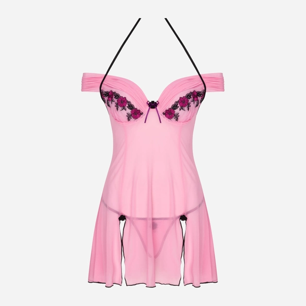 Еротичний комплект (пеньюар + трусики-стринги) LivCo Corsetti Fashion Chameli LC 13425 XL Рожевий (5907699449408) - зображення 2