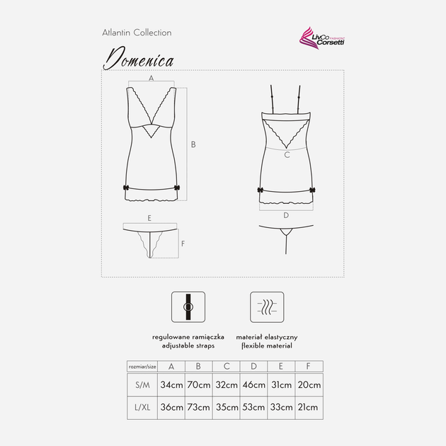 Еротичний комплект (пеньюар + трусики-стринги) жіночий LivCo Corsetti Fashion Domenica LC 90505 S/M Чорний (5907621602369) - зображення 8