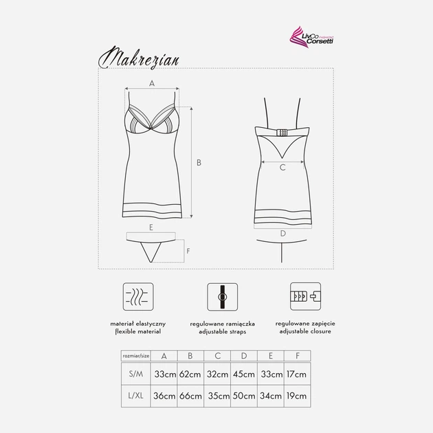 Еротичний комплект (пеньюар + трусики-стринги) LivCo Corsetti Fashion Makrezian LC 90545 S/M Чорний (5907621607234) - зображення 7