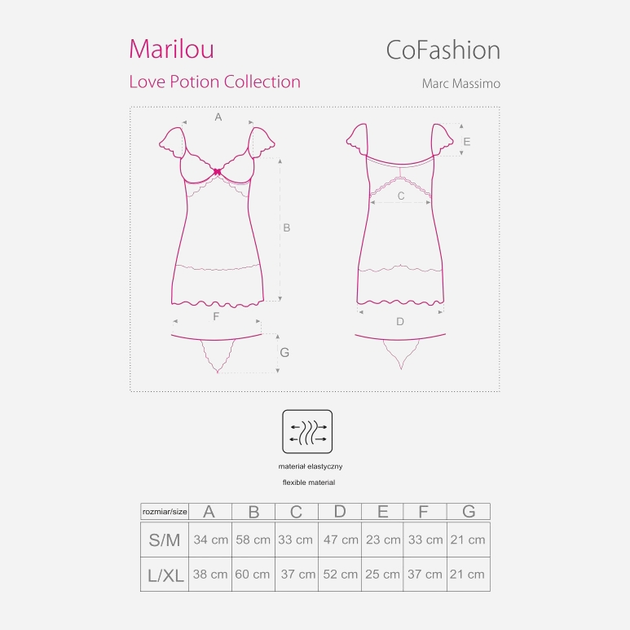 Еротичний комплект (пеньюар + трусики-стринги) CoFashion Marilou CF 90399 S/M Рожевий (5902767121873) - зображення 3