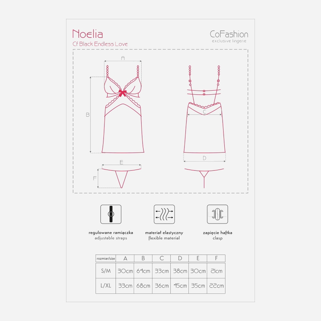 Komplet erotyczny (halka + figi stringi) CoFashion Noelia CF 90330 L/XL Black (5902767121040) - obraz 5