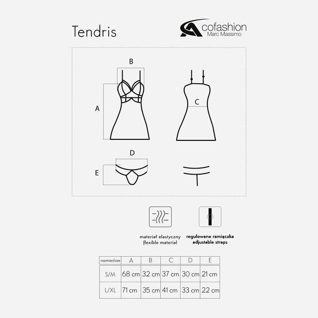 Komplet erotyczny (halka + figi stringi) CoFashion Tendris CF 90687 S/M Black (5902767123242) - obraz 5