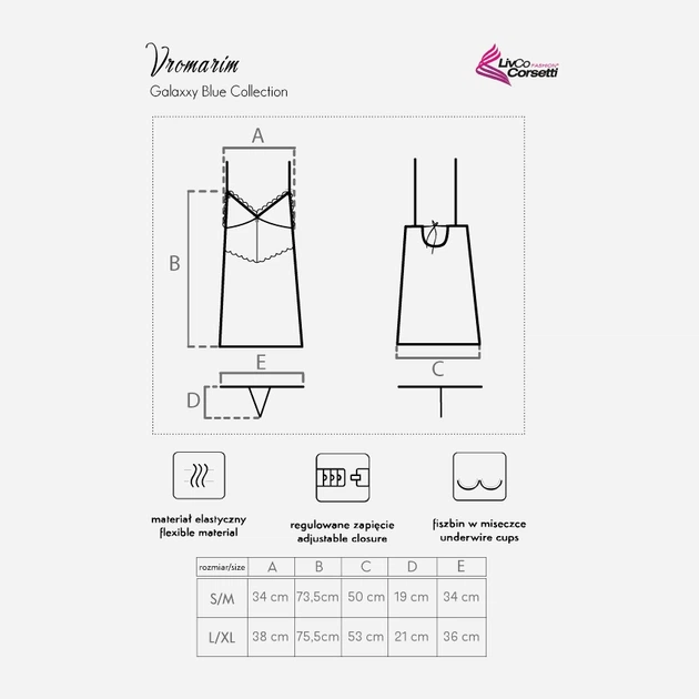 Еротичний комплект (пеньюар + трусики-стринги) LivCo Corsetti Fashion Vromarim Galaxxy LC 90624 S/M Бордовий - зображення 8