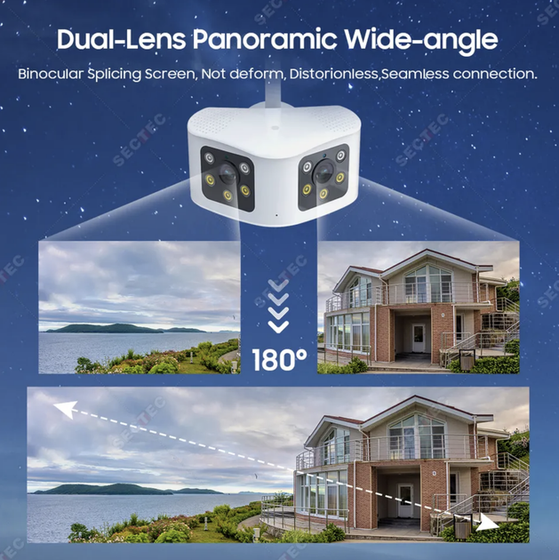 Уличная панорамная IP камера 4МП Sectec ST-439E-4M-DL 3.6mm WiFi FHD White - изображение 3