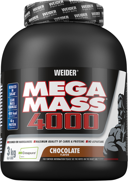 Gainer Weider Mega Mass 4000 3 kg Czekolada (4044782325452) - obraz 1