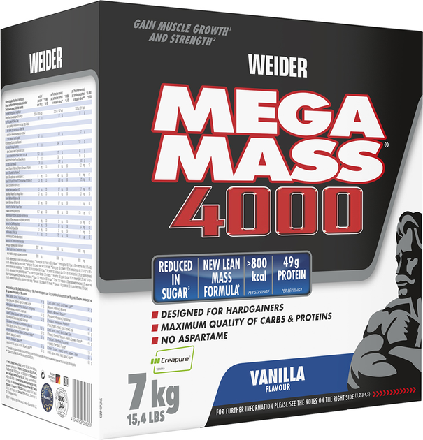 Gainer Weider Giant Mega Mass 4000 7 kg Wanilia (786951985008) - obraz 1