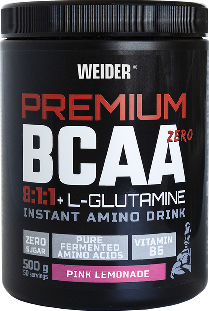 Aminokwasy Weider Premium BCAA 8:1:1 + Glutamina 500 g Różowa Lemoniada (8414192345900) - obraz 1