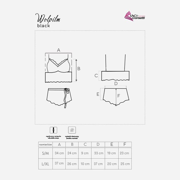 Komplet erotyczny (biustonosz + figi hipster) LivCo Corsetti Fashion Wolpilm LC 90618 S/M Black (5907621621643) - obraz 8