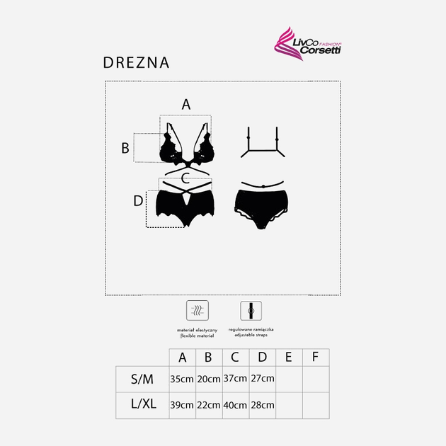 Еротичний комплект (бюстгальтер + трусики-сліпи) LivCo Corsetti Fashion Drezna LC 90733 S/M Чорний (5907621629861) - зображення 3