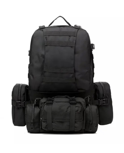 Рюкзак Тактичний з підсумками B08 Чорний 55л 8142 - изображение 1