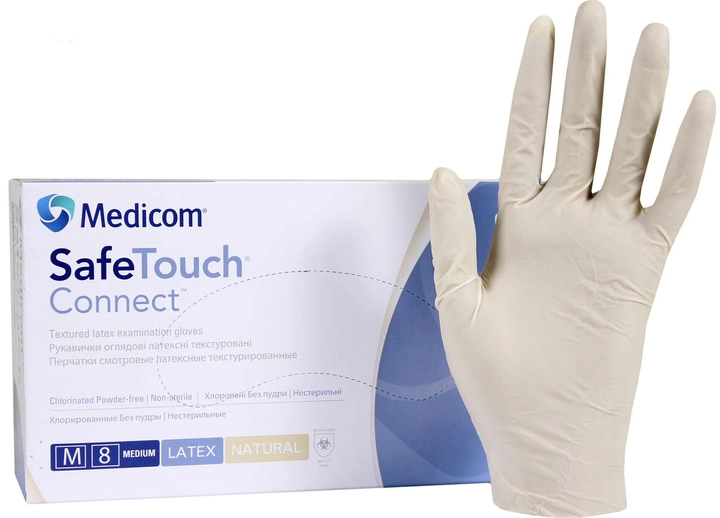 Белые латексные перчатки Медиком Л 100 шт/уп L - изображение 1