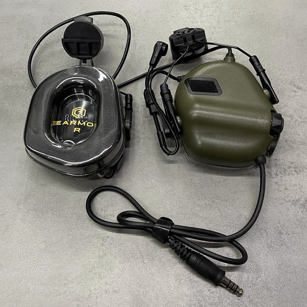 Навушники тактичні Earmor M32H, активні, з кріпленням на шолом і знімним мікрофоном, NRR 22, колір Олива - зображення 2