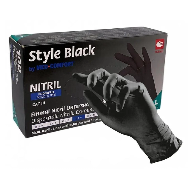 Витриловые перчатки (чёрные) Med-Comfort M 100шт - изображение 1