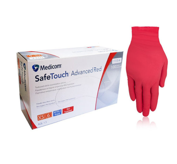 Красные нитриловые перчатки Medicom S-L 100шт - изображение 1
