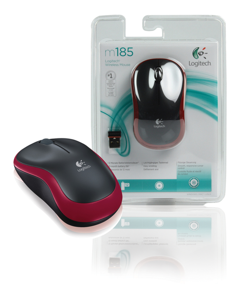 Мышь беспроводная Logitech M185 (910-002240) Red USB - изображение 3