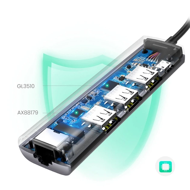 Док-станція Ugreen CM266 USB A 3.0 - USB 3.0 x 3 RJ-45 Micro USB Gray (6957303868124) - зображення 5