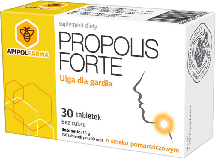 Suplement diety ApipolFarma Propolis Forte pomarańczowe 30 tabletek (5907529110584) - obraz 1