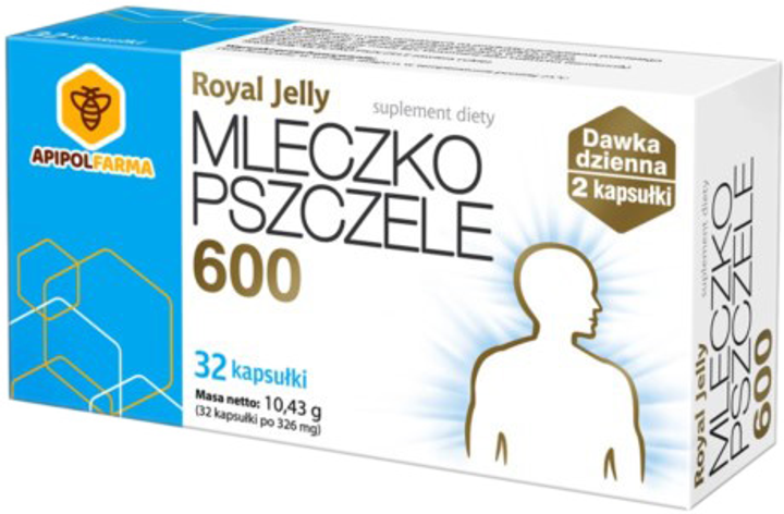 Suplement diety ApipolFarma Mleczko Pszczele 600 32 kapsułek (5907529110911) - obraz 1
