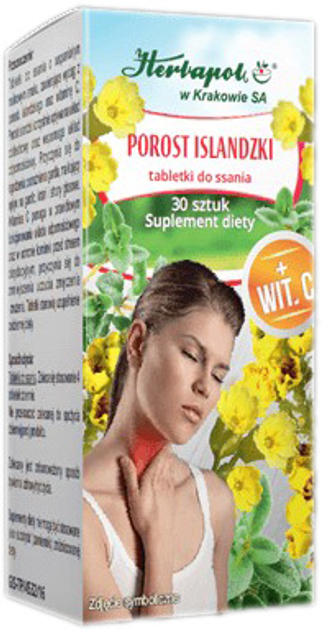 Suplement diety Herbapol Porost Islandzki 30 tabletek (5903850014744) - obraz 1