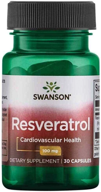 Дієтична добавка уповільнює старіння Swanson Resweratrol 100 мг 30 капсул (87614022833) - зображення 1