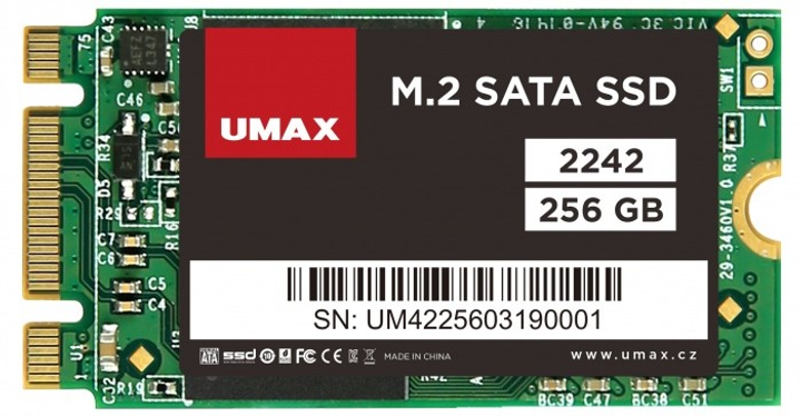 Dysk SSD Umax 256GB M.2 2242 SATA III 3D NAND (TLC) (UMM250002) - obraz 1